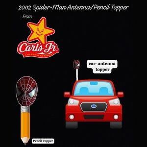 2002 Spider-Man Antenna/Pencil Topper -Carl's Jr- Spiderman Head New Out Of Bag
